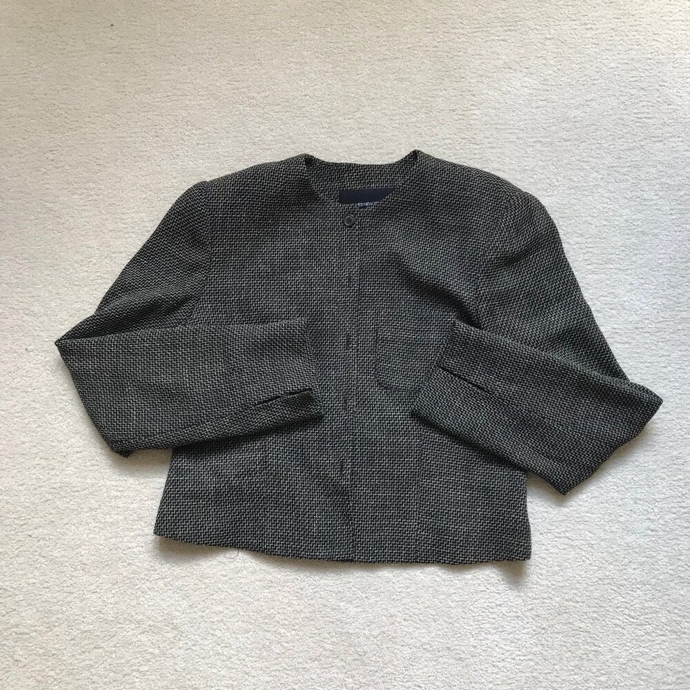 JONES NEW YORK WOVEN BLAZER CROPPED REPEATING PATTERN